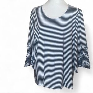Christopher & Banks Navy and White Striped Long Sleeve Tee